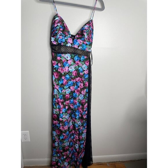 For Love and Lemons Marley Maxi Dress Pink Roses Black Missing Bow Size S NEW - Picture 4 of 8